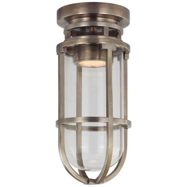 Gracie Tall Flush Mount in Antique Nickel with Clear Glass by Chapman  and  Myers, image 1