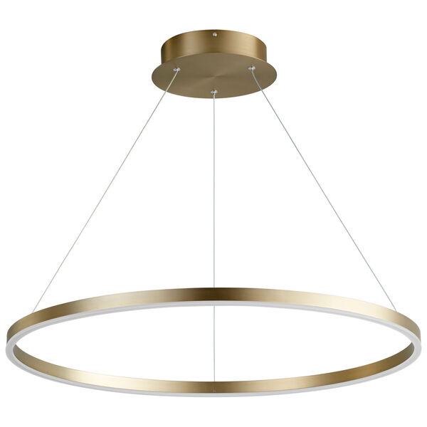 Circulo Aged Brass 32-Inch LED Chandelier, image 1