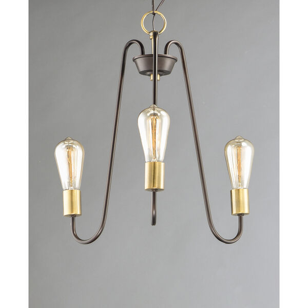 Haven Oil Rubbed Bronze and Antique Brass 18-Inch Three-Light Chandelier, image 3