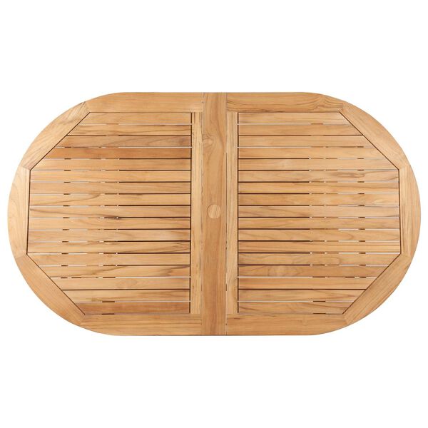 January Nature Sand Teak Oval Teak Teak Outdoor Dining Table with Double Extensions, image 4