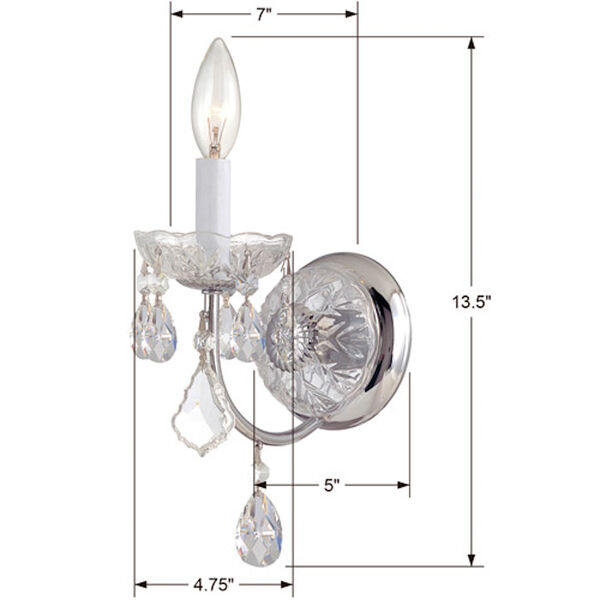 Imperial Polished Chrome One-Light Italian Crystal Wall Sconce, image 2