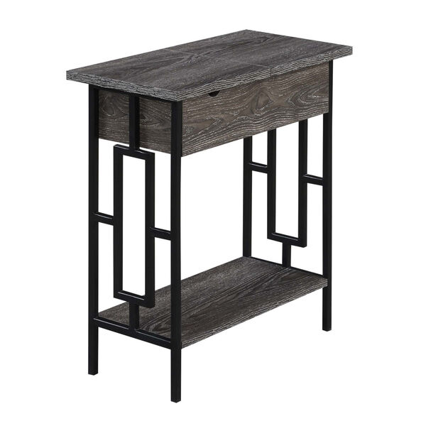Town Square Weathered Gray and Black Flip Top End Table with Charging Station, image 1