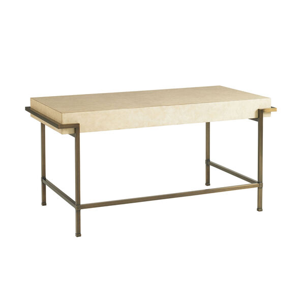 Studio Designs White and Brass Parchment Writing Desk, image 3