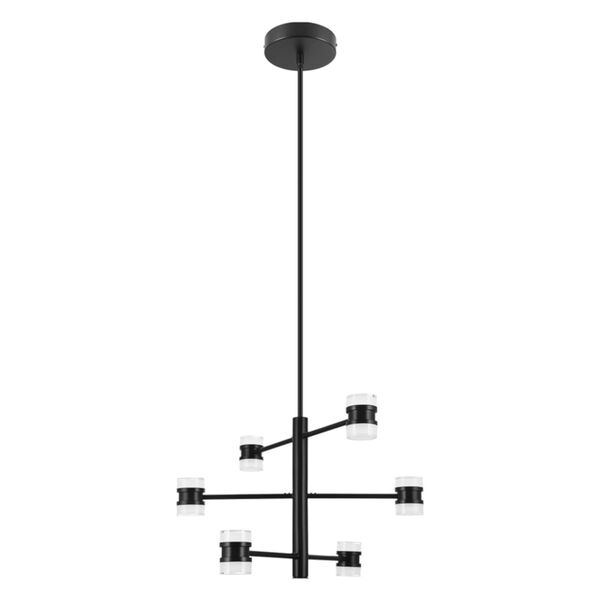Romendo 1 Matte Black 24-Inch 16-Light LED Pendant with Satin Acrylic Shade, image 1