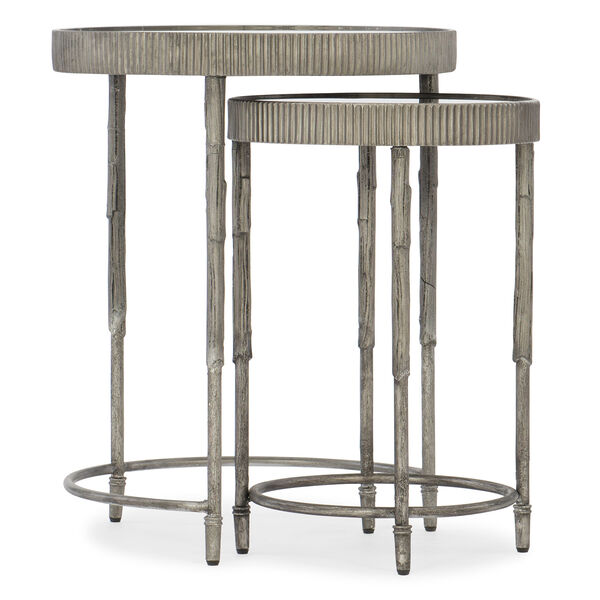 Silver Iron and Mirror Accent Nesting Tables, image 1