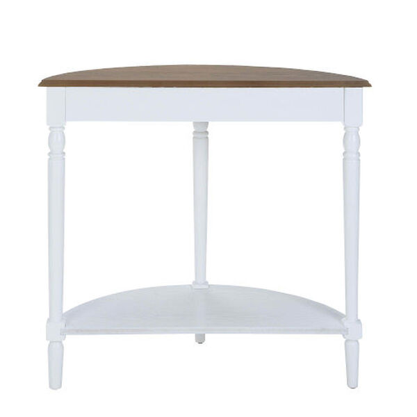 French Country Dark Walnut and White Half Round Entryway Table with Shelf, image 6