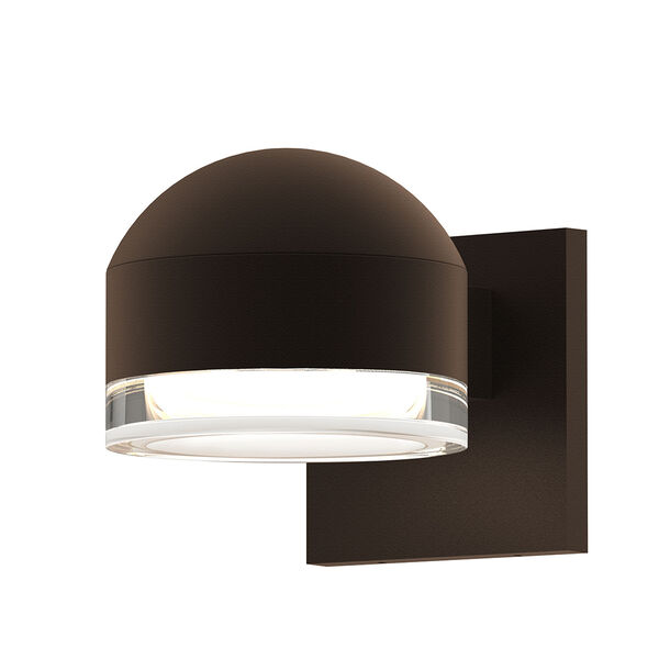 Inside-Out REALS Textured Bronze Downlight LED Wall Sconce with Cylinder Lens and Dome Cap with Clear Lens, image 1