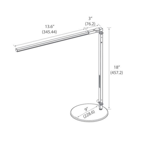 Z-Bar Metallic Black LED Solo Desk Lamp with Two-Piece Desk Clamp, image 2
