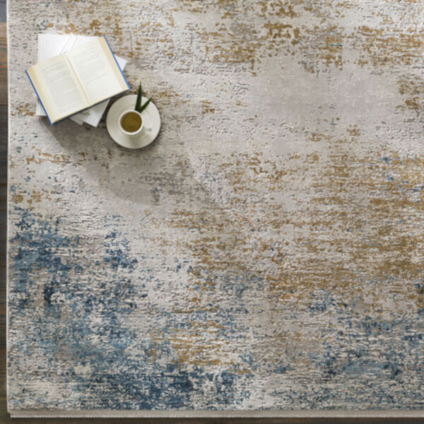 Solar Sky Blue and Taupe Runner: 3 Ft. x 8 Ft. Rug, image 3
