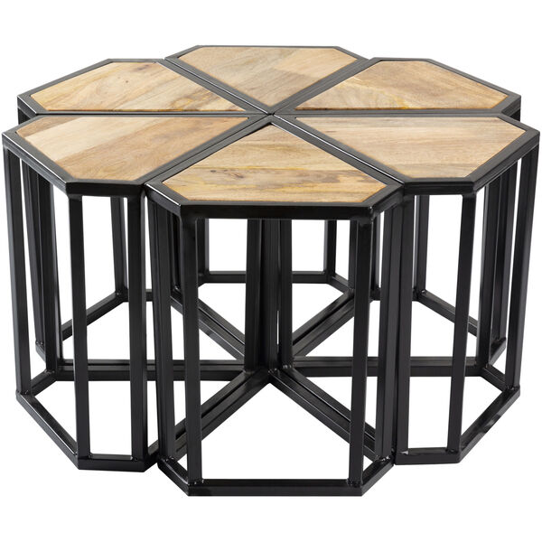 Petal Natural and Black 6-piece Cocktail and Coffee Table, image 1