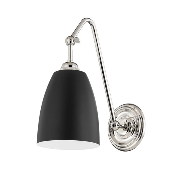 Millwood Polished Nickel and Black One-Light Wall Sconce, image 1