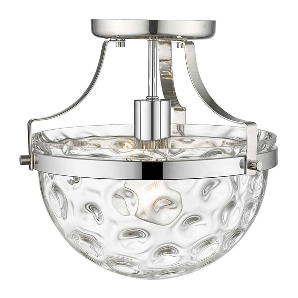 Quinn Polished Nickel One-Light Semi-Flush Mount with Clear Wavey Glass, image 5