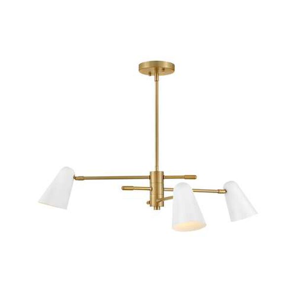 Birdie Lacquered Brass with Matte White Accents Three-Light LED Chandelier, image 1