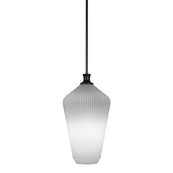 Carina Matte Black One-Light 20-Inch Stem Hung Pendant with Opal Frosted Glass, image 1