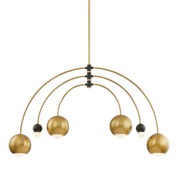 Willow Aged Brass and Black Six-Light Chandelier, image 1