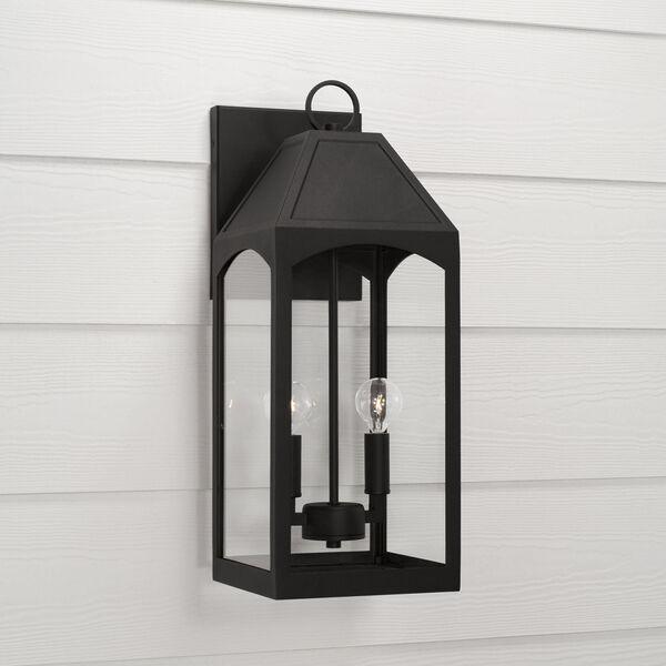 Burton Black Outdoor Two-Light Wall Lantern with Clear Glass, image 4