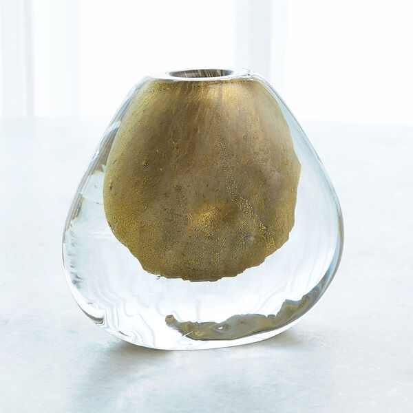 Gold and Clear Conical Vase, image 3