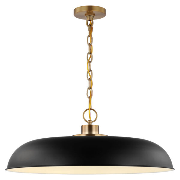 Colony Matte Black and Burnished Brass 24-Inch One-Light Pendant, image 1