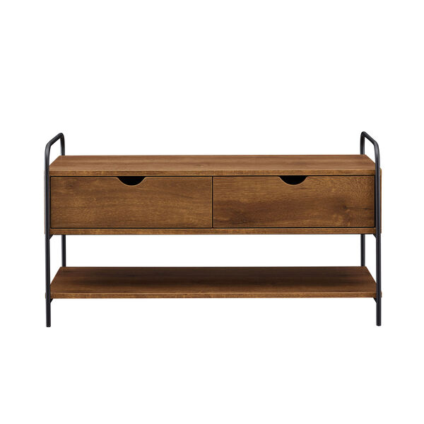 Alissa Natural Walnut Two Drawer Entry Bench with Shoe Storage, image 3