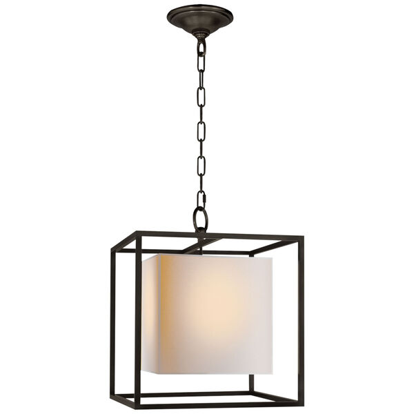 Caged Small Lantern in Bronze with Natural Paper Shade by Eric Cohler, image 1