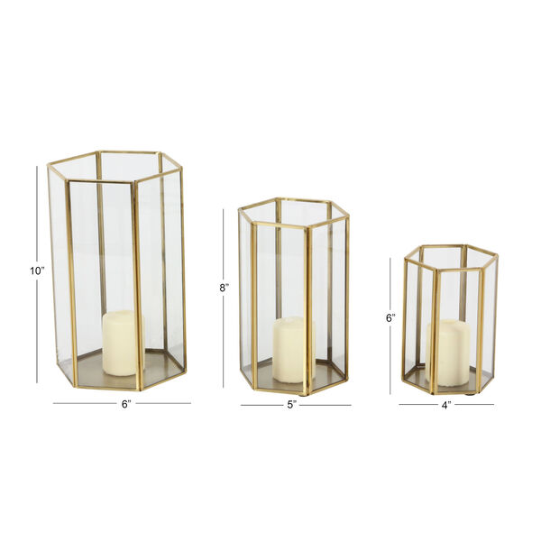 Gold Glass Candle Lanterns, Set of 3, image 3