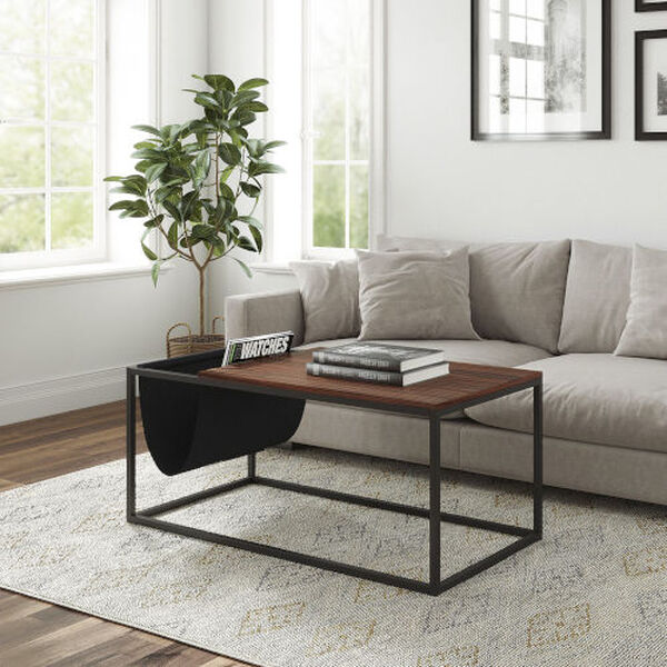 Riley Black and Walnut Sofa Table with Metal Frame and Canvas, image 1