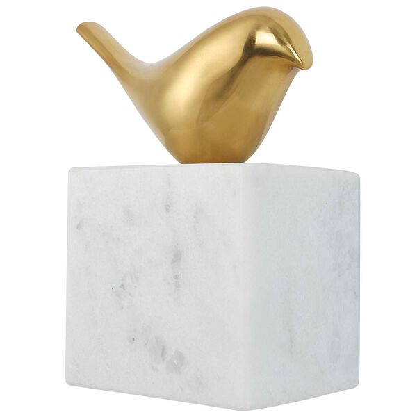 Flying Solid Brass and White Solo Bird Wall Decor, image 4