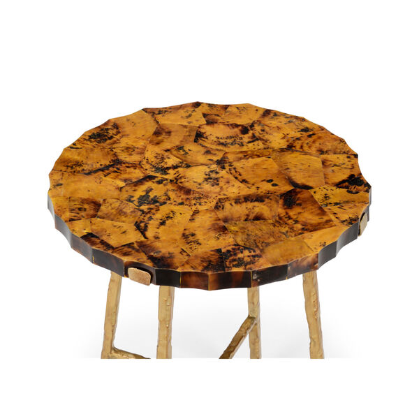 Natural Brown and Antique Gold Side Table, image 2