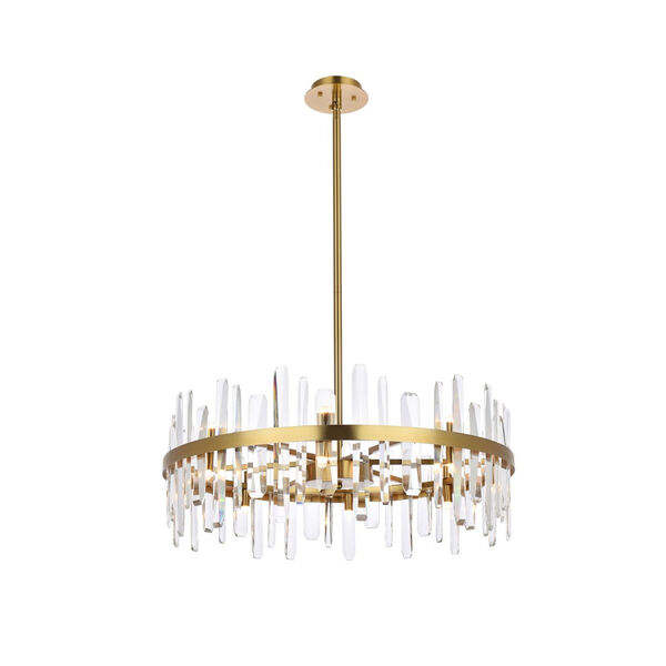 Serena Satin Gold and Clear 32-Inch Round Chandelier, image 1