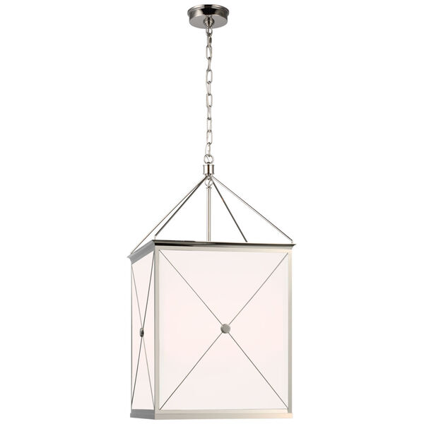 Rossi Medium Lantern in Polished Nickel with White Glass by Julie Neill, image 1
