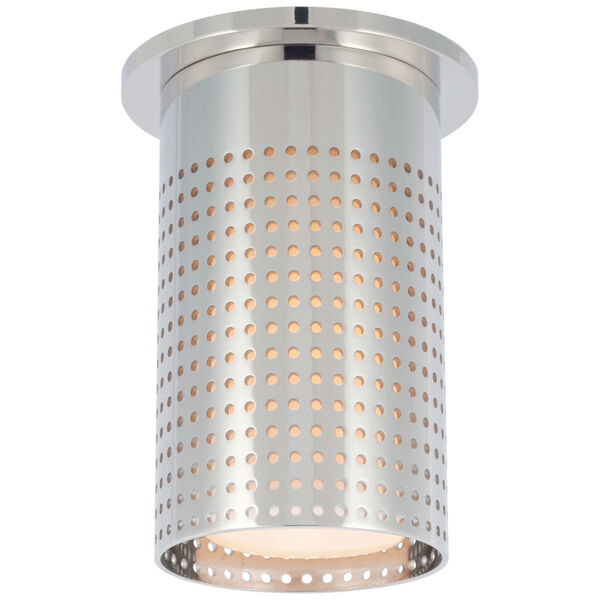 Precision Small Monopoint Flush Mount in Polished Nickel with White Glass by Kelly Wearstler, image 1