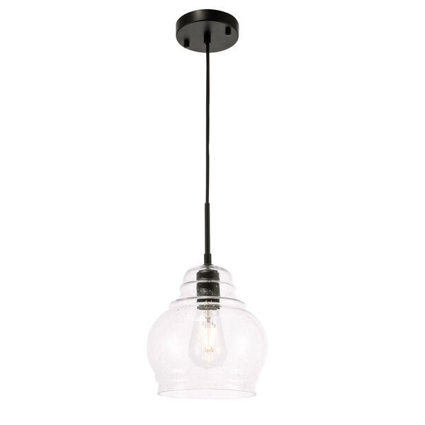 Pierce Black Eight-Inch One-Light Mini Pendant with Clear Seeded Glass, image 4