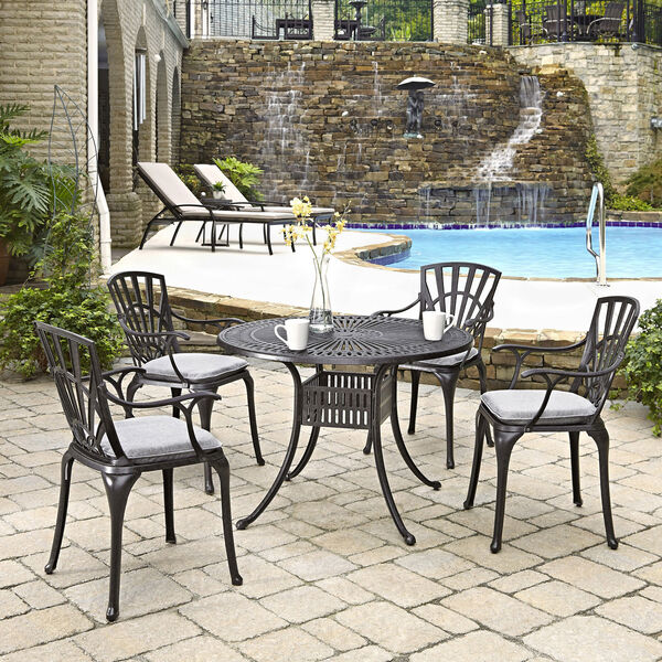 Largo Charcoal 5 Piece Dining Set with Cushions, image 1