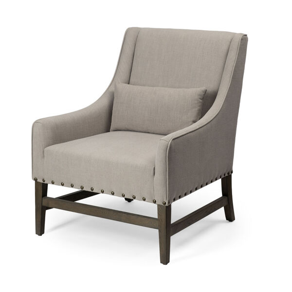 Kensington Gray and Wood Upholstered High Back Arm Chair, image 1