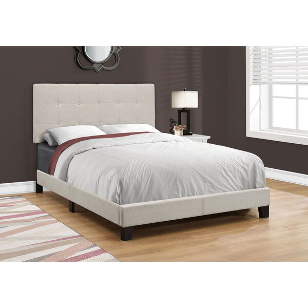 Beige Linen Full Size Bed, image 1