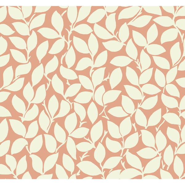 Masterworks Tangerine Botanical Wallpaper, image 1