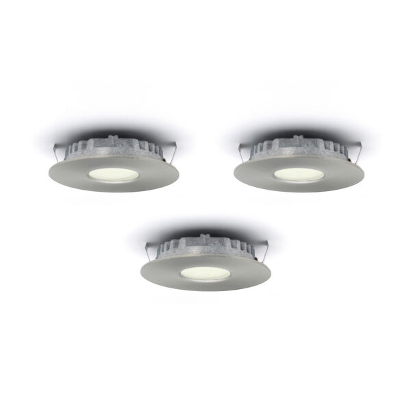 Superpuck Satin Nickel LED Under Cabinet Recessed Puck Light Kit (Set of 3), image 1