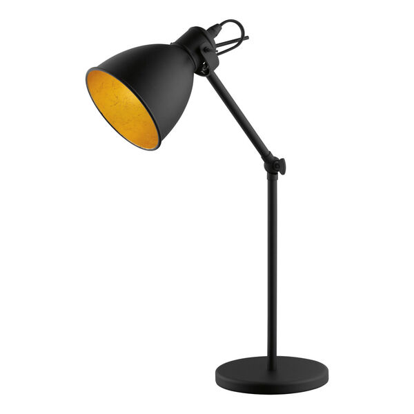 Priddy 2 Black One-Light Desk Lamp with Black Exterior and Gold Interior Shade, image 1