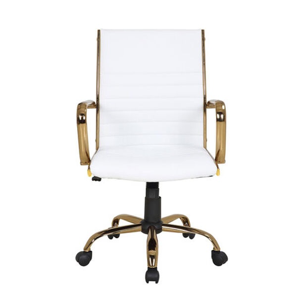 Master Gold and White Faux Leather Office Chair, image 5