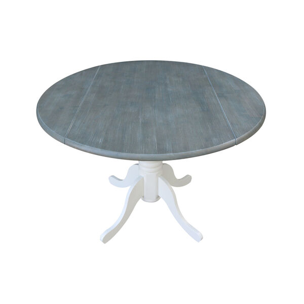 White and Heather Gray 42-Inch Round Dual Drop Leaf Pedestal Table, image 5