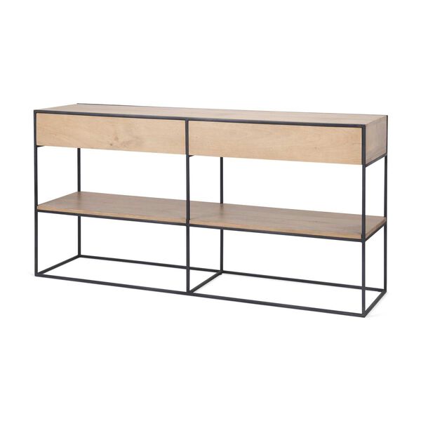 Morris Beige and Black Two Drawer Console Table, image 1