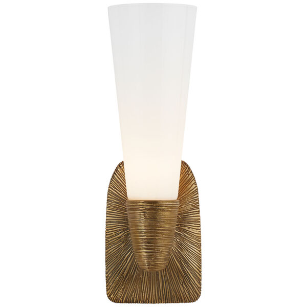 Utopia Small Single Bath Sconce in Gild with White Glass by Kelly Wearstler, image 1