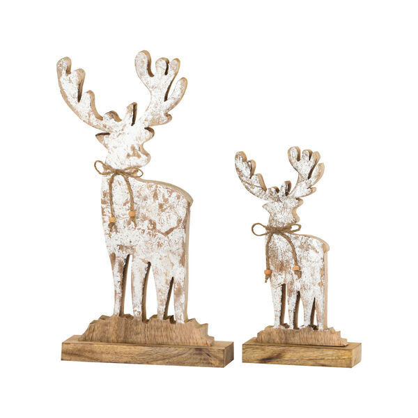 Chateau Antique Silver Foil and Natural Mango 17-Inch Reindeer, Set of 2, image 1