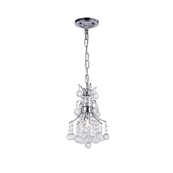 Princess Chrome One-Light Mini Chandelier with K9 Clear Crystal, image 1