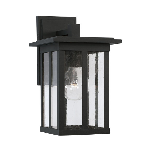 Barrett Black One-Light Outdoor Wall Lantern with Antiqued Glass, image 1