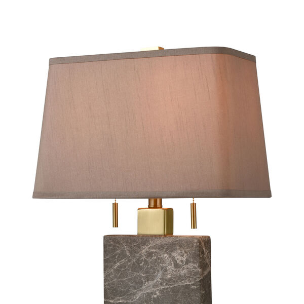 Windsor Gray marble and Honey Brass Two-Light Table Lamp, image 3
