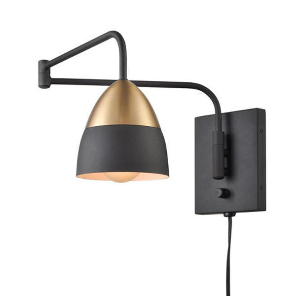 Milla Charcoal Black One-Light Swing Arm Sconce, image 1