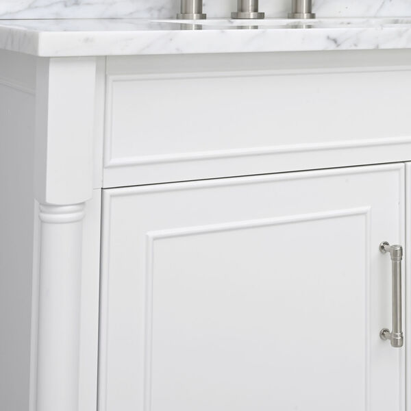 Bristol White 37-Inch Vanity Set with Carrara White Marble Top, image 4