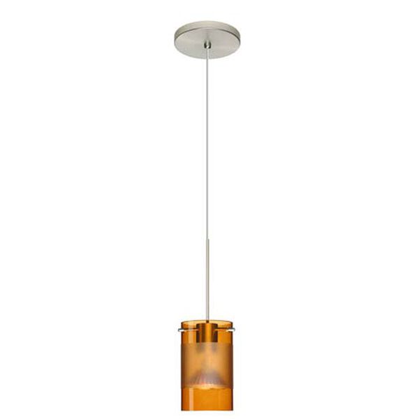 Scope Satin Nickel Halogen Mini Pendant with Flat Canopy and Armagnac and Frost Glass, image 2