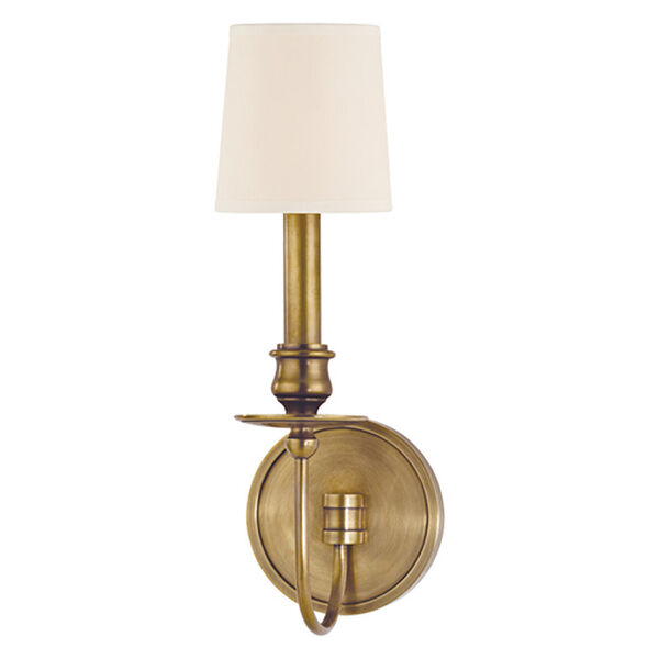 Cohasset Aged Brass Wall Sconce with Cream Shade, image 1